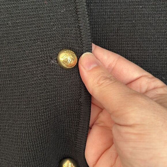 Talbot’s Women Black knit 100% merino wool jacket Gold Buttons Classic XL NWT! - Picture 5 of 9